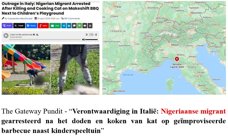In de serie ‘Dagelijkse Migratie- en Asielellende’ melden we deze keer een absurde gebeurtenis afgelopen dinsdagmiddag in het Crociata Park te Sarzana, gelegen in de Italiaanse provincie La Spezia (regio Ligurië).

#grenzendicht #omvolking <a href="/2eKamertweets/">Tweede Kamer</a>

thegatewaypundit.com/2026/04/outrag…