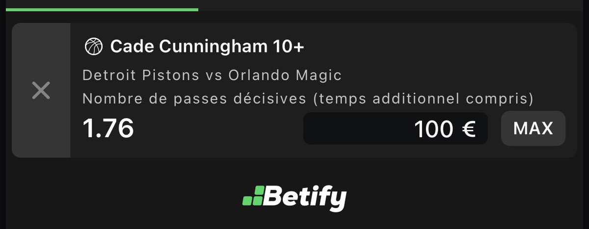 theo69prono's tweet image. #NBA

🔸 Cunningham +9.5 passes @1.76 1%

Cade tourne à +10 assists de MOY sur ces 30 derniers matchs de SR
Il passe le cut lors des 3 matchs contre le Magic en SR
Victoire attendue pour Detroit sur ce G1

✅Pour bet sur le même book : urlr.me/EyBAtT

♻️❤️ si tu suis