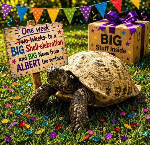 AlbertTortoise's tweet photo. Just ONE WEEK to BIG #ALBERTthetortoise #News and a SHELLebration. It's difficult to keep the lid on this. It is TORTally exciting. We think you might agree. https://t.co/sGYhBlFUhP
#tortoise #bookseries #storytime #reptile #tortoiselove #ALBERT https://t.co/7IrhruZGDn