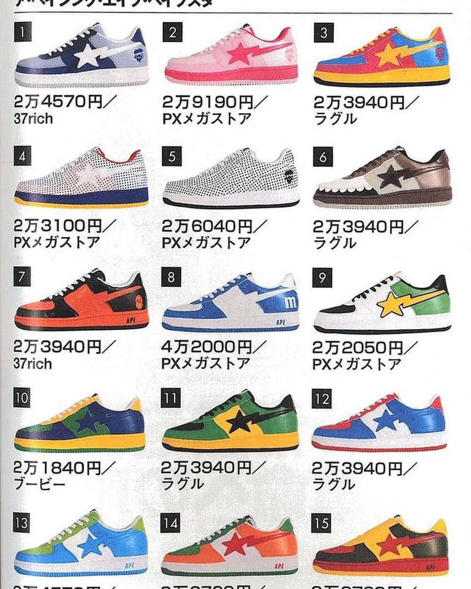 grailedpolice's tweet photo. Bapesta catalogue from Japan (2005) https://t.co/bqoZtOAyHf