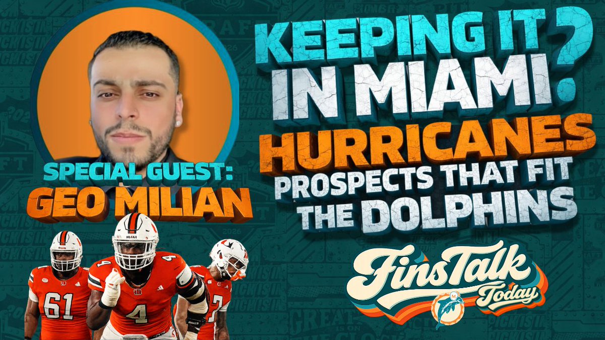 BobbyFinsTalk's tweet image. 🚨 NEW EPISODE TOMORROW 🚨

Fins Talk Today with me &amp;amp; @FinsSammy welcome special guest @GeoMilian - @Canes_Wear TV co-host &amp;amp; #MiamiHurricanes Insider to the show 🔥

We’re breaking down the top #MiamiHurricanes #NFLDraft prospects 🌴

▶️Who’s NFL ready?
▶️ Who fits the Miami
