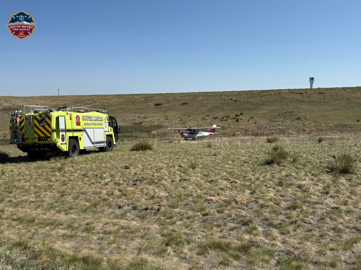 SouthMetroPIO's tweet photo. Update: A Cessna 172 went off Runway 17R and remained upright. One occupant on board was evaluated by fire medics on scene and did not require transport. Any further information will be released by @FlyCentennial. https://t.co/De5c15fEA8
