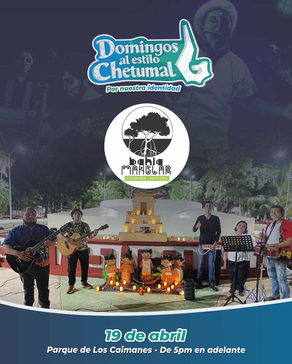 IvanCarrilloRio's tweet photo. Hoy domingo 19 de abril 5pm habrá "Domingos al estilo Chetumal" haremos el Tour Caimán, un recorrido de leyendas para toda la familia, $50 el boleto general. 

Al finalizar, presentaremos nuestra música original con la participación especial de la Xtabay y el Huaychivo. https://t.co/4xhMIPVD6z