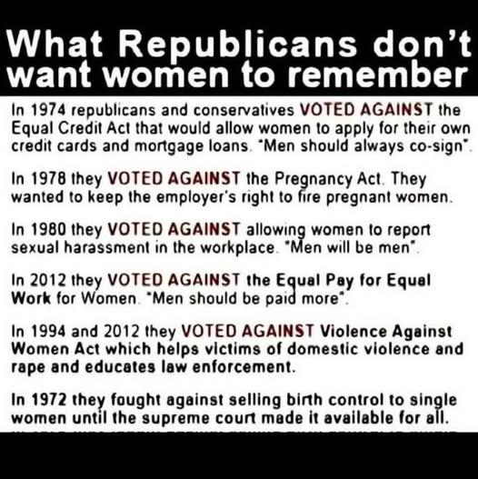 This is a good reminder to every woman in the USA. They are doing it again with the insane abortion laws that cause women to die because they can't get medical help during miscarriages, and now with the SAVE act that will make it very hard for married women to vote because the