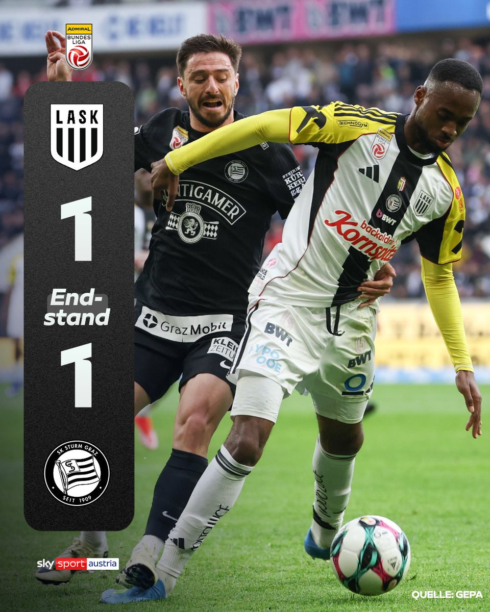 SkySportAustria's tweet photo. Kein Sieger im Topspiel: Sturm bleibt vor LASK an der Spitze! 📈💥
Alle Infos 👉 https://t.co/4eNELwVDMt
#SkyBuliAT #ASKSTU #Runde27 https://t.co/anlNUcjkCt
