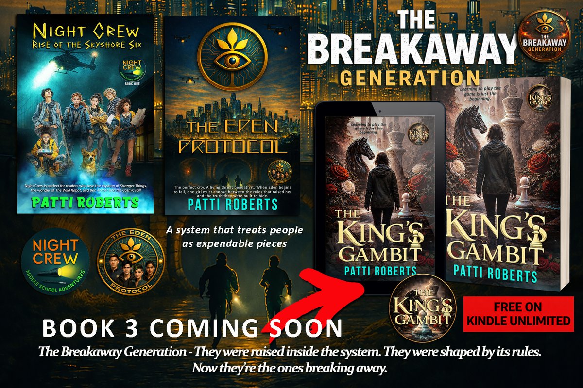 PattiRoberts7's tweet image. The Breakaway Generation. They were raised inside the system. They were shaped by its rules. Now they’re the ones breaking away. Bks 1 &amp;amp; 2 available now #free on KU #YA #AI #SCFI amzn.to/4a07XhI