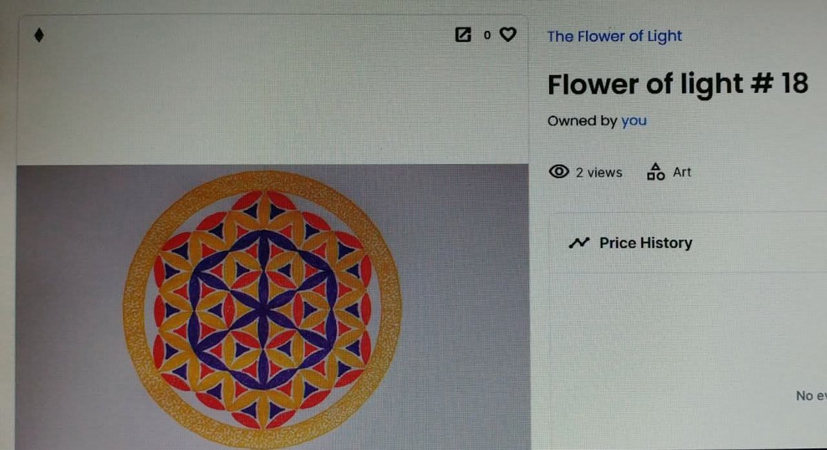 🔥🔥🔥🔥 Collection "The Flower Of Light". Flower of light # 18
Design: Handmade drawing
Blockchain: Ethereum
Colors: Purple, yellow, red.

opensea.io/collection/the…

#opensea
#NFT
