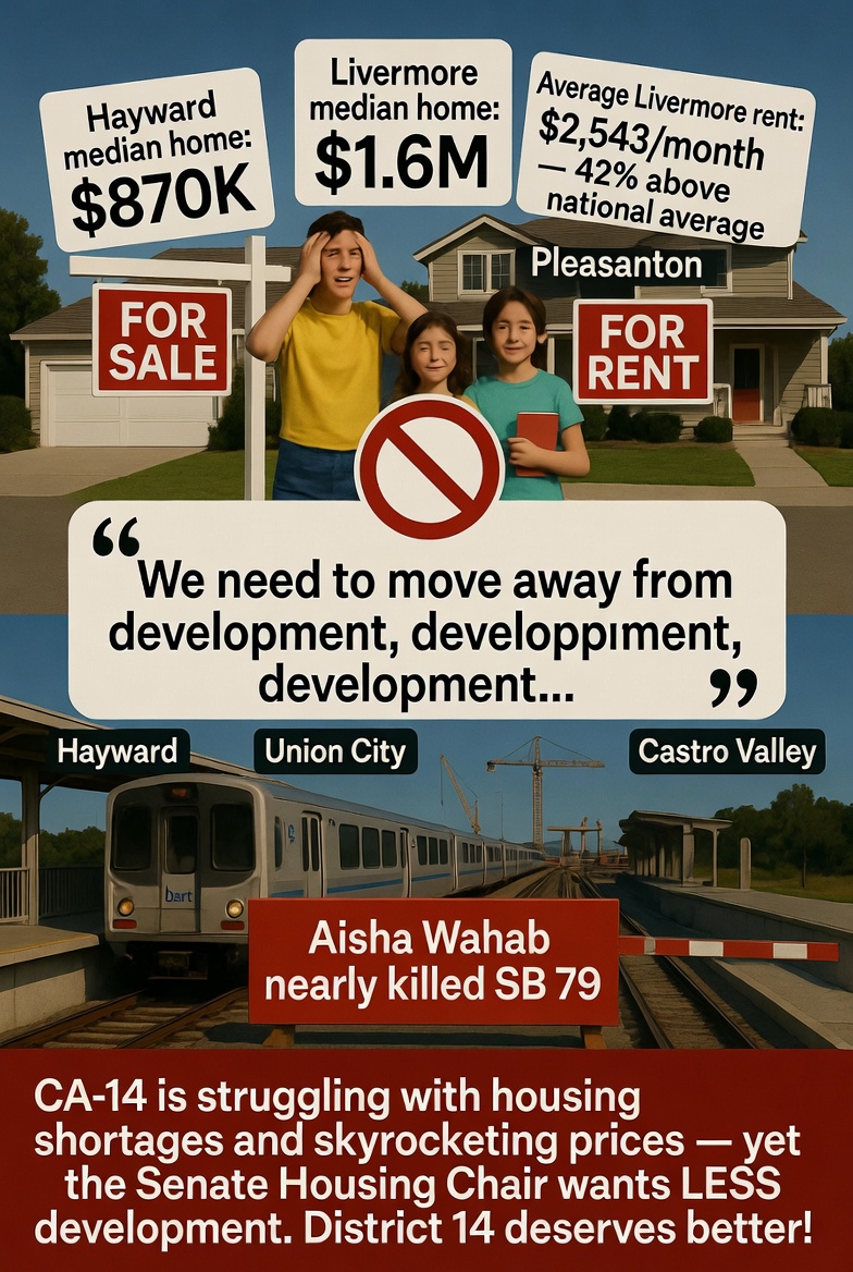 MohanR_CA's tweet photo. For a district that is struggling with housing shortages and increased home/rent prices - Aisha Wahab - the Senate Housing Chair had surprisingly stated that California needs to move away from 'development, development, development...'  

Surprised?? Read on -🧵1/4
#CA14 #EastBay https://t.co/hsKsF6dT2O