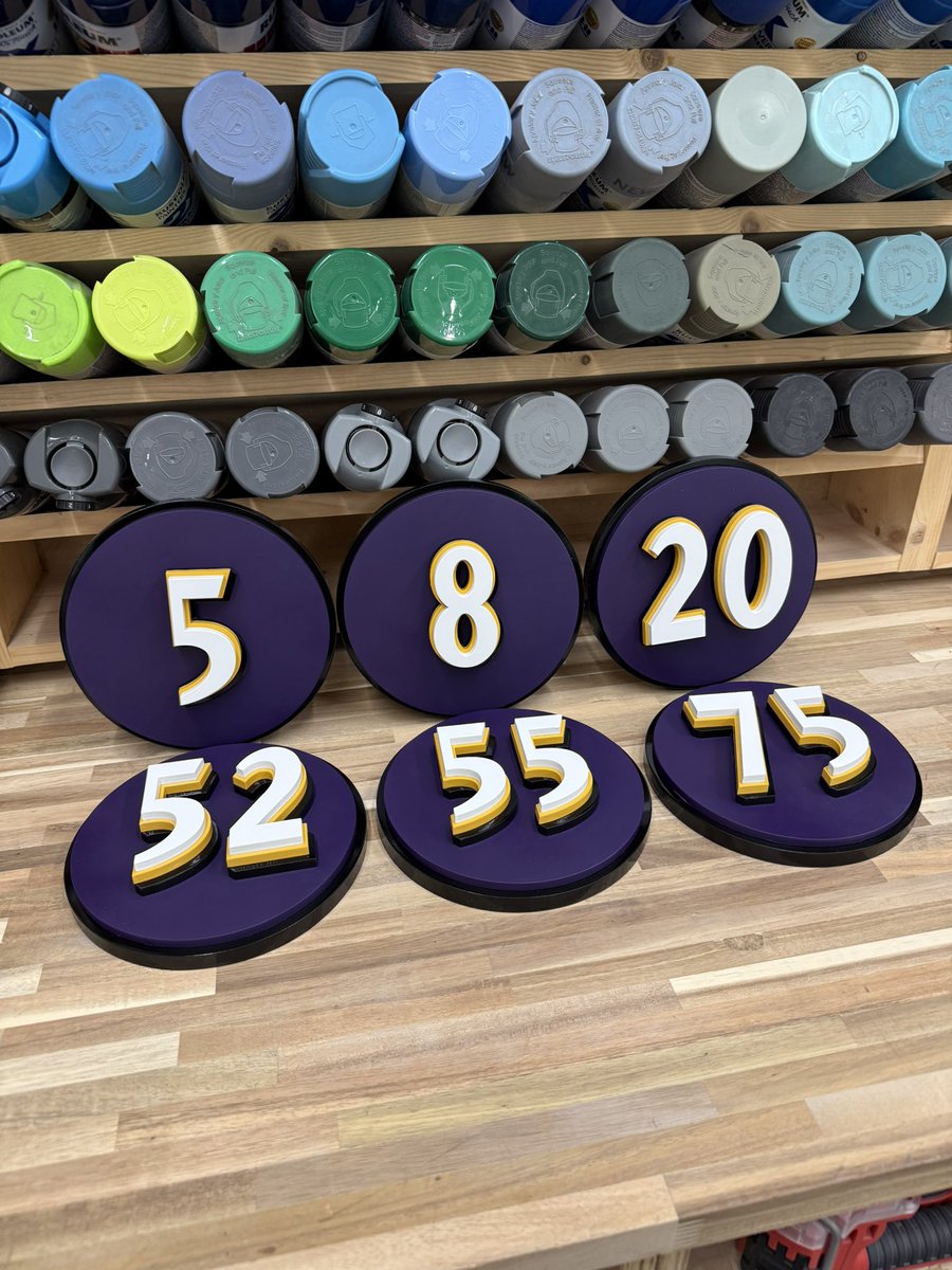 DT3DWoodArt's tweet image. Get your favorite ring of honor number, favorite player, or your kids number. These are 7.5”, also available in 12”. Black and Orange numbers and custom colors available as well. #RavensFlock #ravens