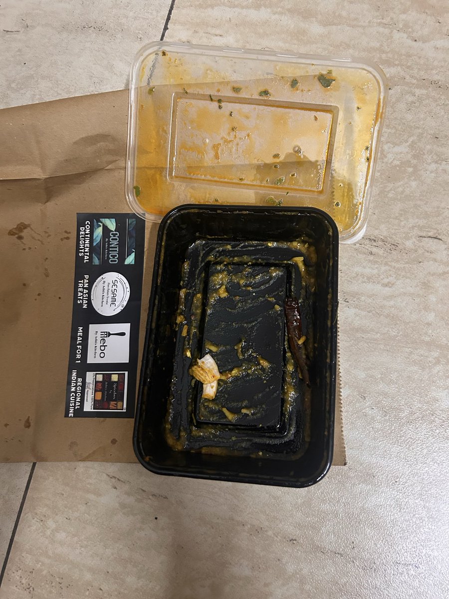 ramilkg's tweet image. I ordered daal khichdi from Mebo by Aditi. (Noida , hajipur), I got chicken pierce into daal khichdi . I am pure veg person , you guys have vitiated my religion by putting non veg into my food. This is not acceptable at all. Zomato .#zomato, @deepigoyal