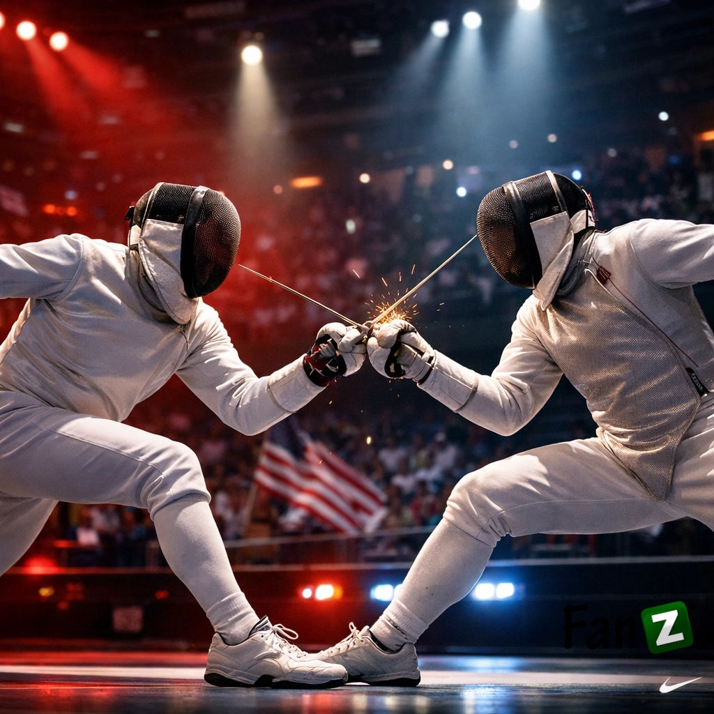 Fanz_Info's tweet image. Fencing: the art of American strategy. Strategy, precision, and honor. Take the Pledge and see our catalog: pledge.dakdan.com. #Fencing #USA250 #Strategy #Patriotism