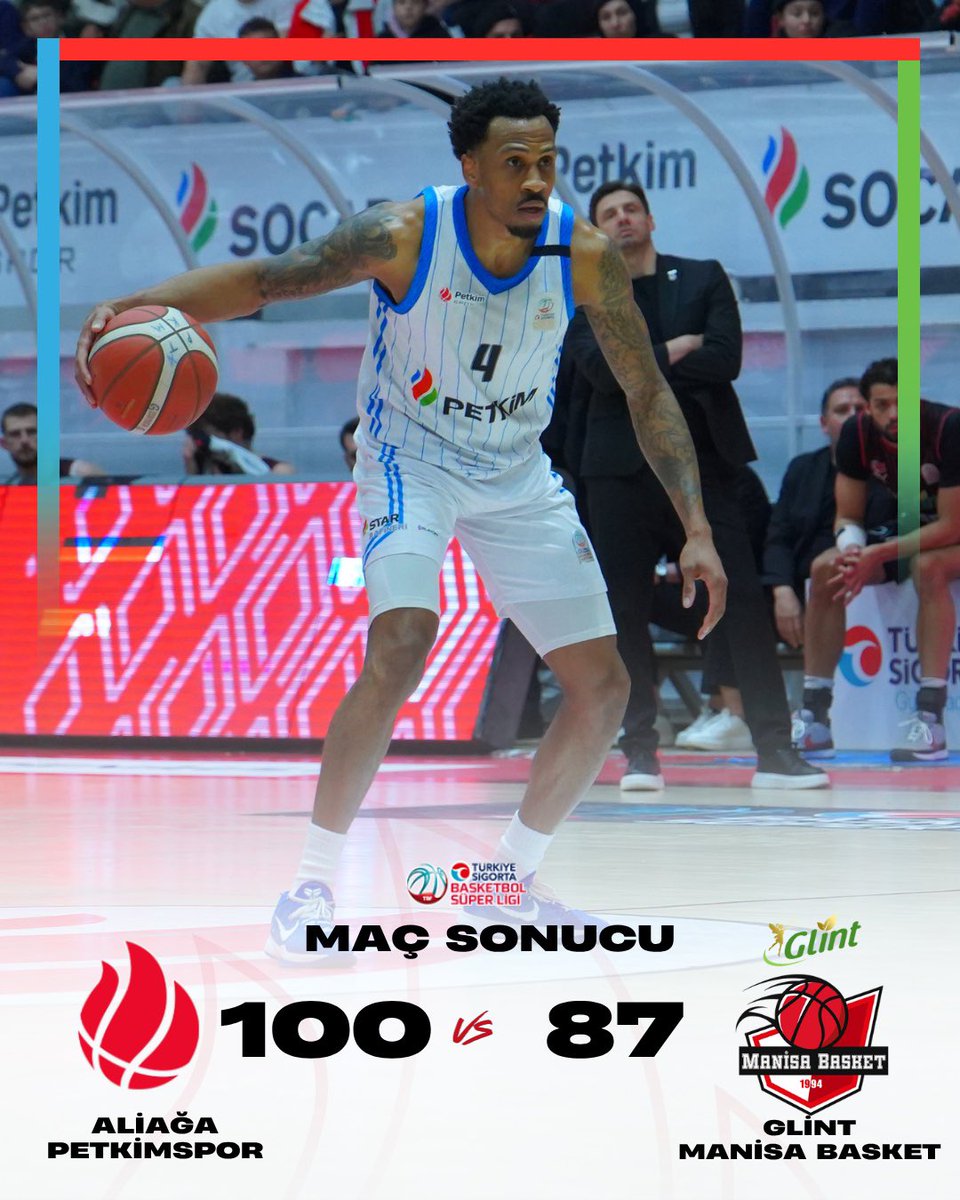 Petkimspor's tweet image. ALİAĞA'MIZDA 100 SAYILIK GALİBİYET!❤️‍🔥

📢 #BSL 27. Hafta | Maç Sonucu

Aliağa Petkimspor 100
Glint Manisa Basket 87

#BirlikteHedefe