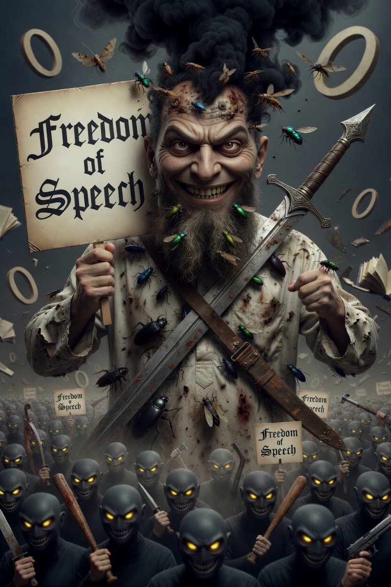 رغم نفاقه وتبجّحه بـِ "حرية الرأي" لكن الإيديولوجي يخشاها كما تخشى الحشرات مبيداتها، فهي تكشف خلل عقله، قماءة فكره، رياء قوله وكذب إيمانه وهي من تظهره بقيمته الحقيقية المساوية للصفر العشري المجتمعي لذا يُضيف لللاقيمة المساوية له تهديدات الوعيد بالنار والحديد

#إيديولوجيات