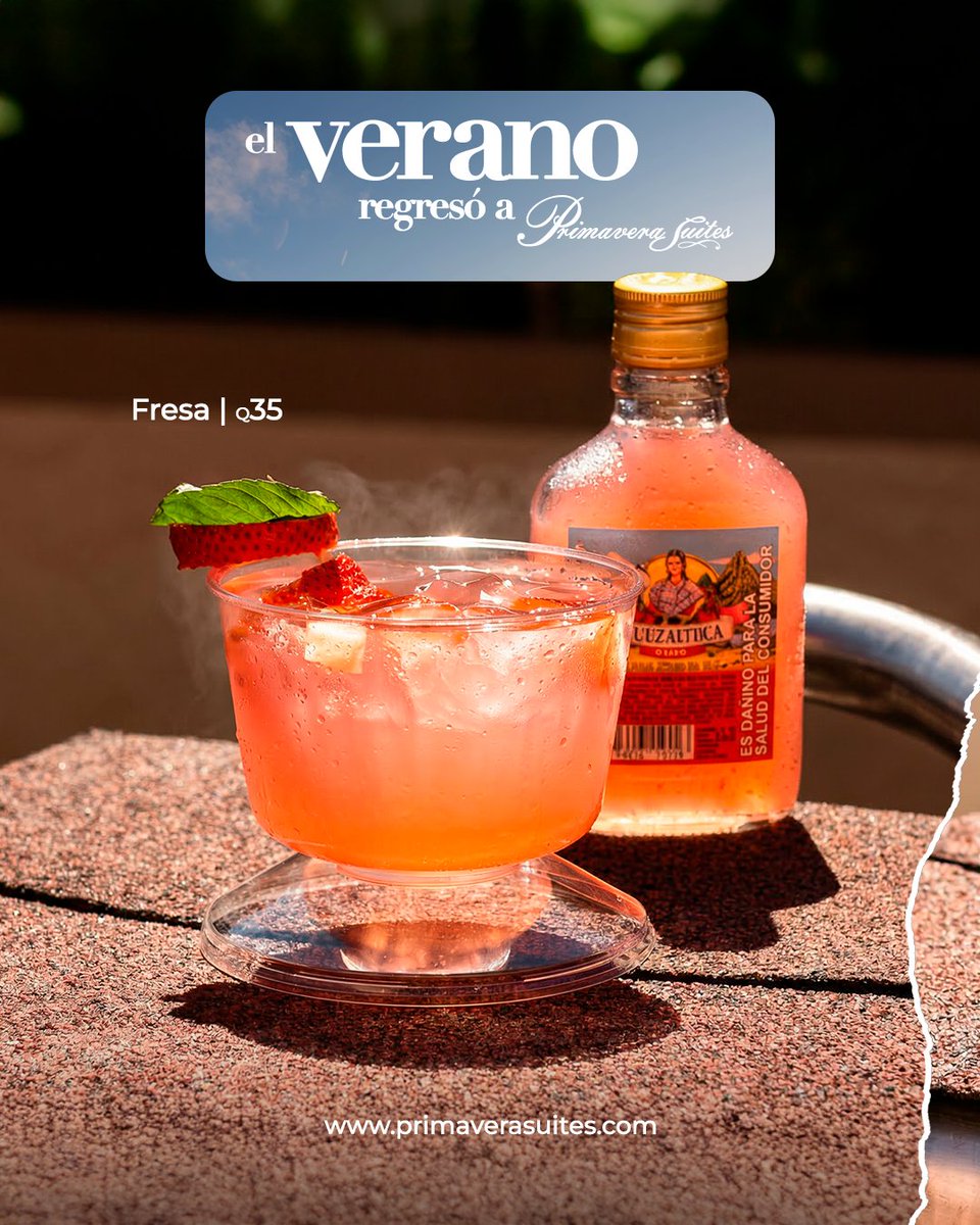 PrimaveraSuites's tweet photo. ¡Aprovecha nuestra promoción de 3 horas por sólo Q280.00!
¡El Verano regresó a Primavera Suites!

Disfruta de éste verano con bebidas de temporada y pasa momentos inolvidables para consentirte durante tu estadía en Primavera Suites.
*Disponible en todas nuestras ubicaciones. https://t.co/blL0OXQ7n3