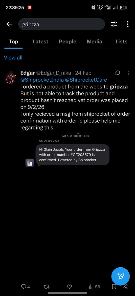 jatin_s19's tweet image. 🚨 SCAM ALERT 🚨
Users report fraud by Gripzza ⚠️
Order placed ❌
No delivery ❌
No tracking ❌
No support ❌
Even after Shiprocket confirmation, no product delivered.
Avoid #Gripzza ❌
#ScamAlert