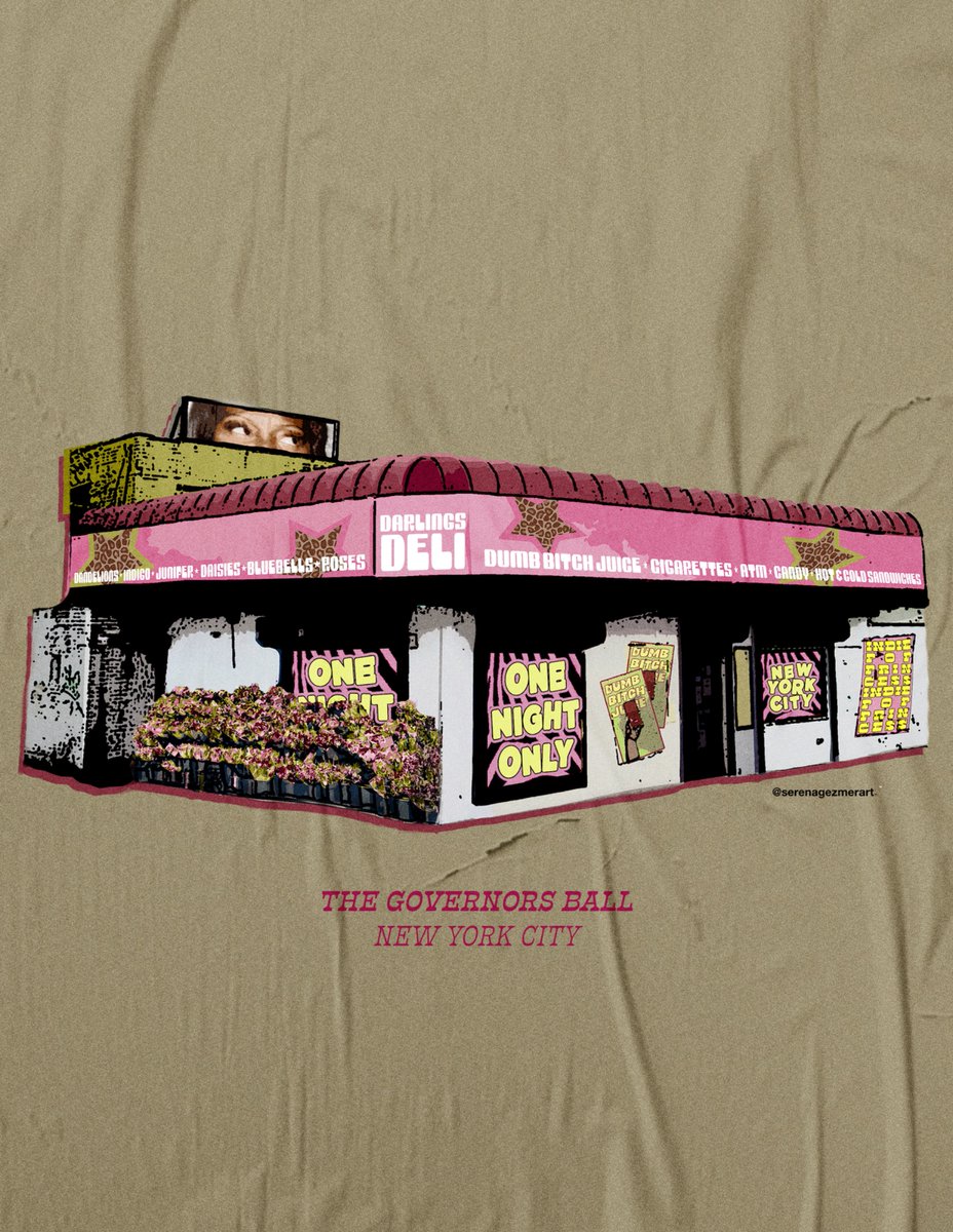 charmingdearie's tweet image. ⭐️Rachel Gov Ball merch concept⭐️
aka what I’m making to wear!!
concept is a ONO in NYC &amp;amp; using our cities fav space the bodega/deli. a special little graphic I made as a fan from nyc.
*ੈ☆
 #graphicdesign #merchdesign #merchdesigner #posterdesign #rachelchinouriri #merchconcept
