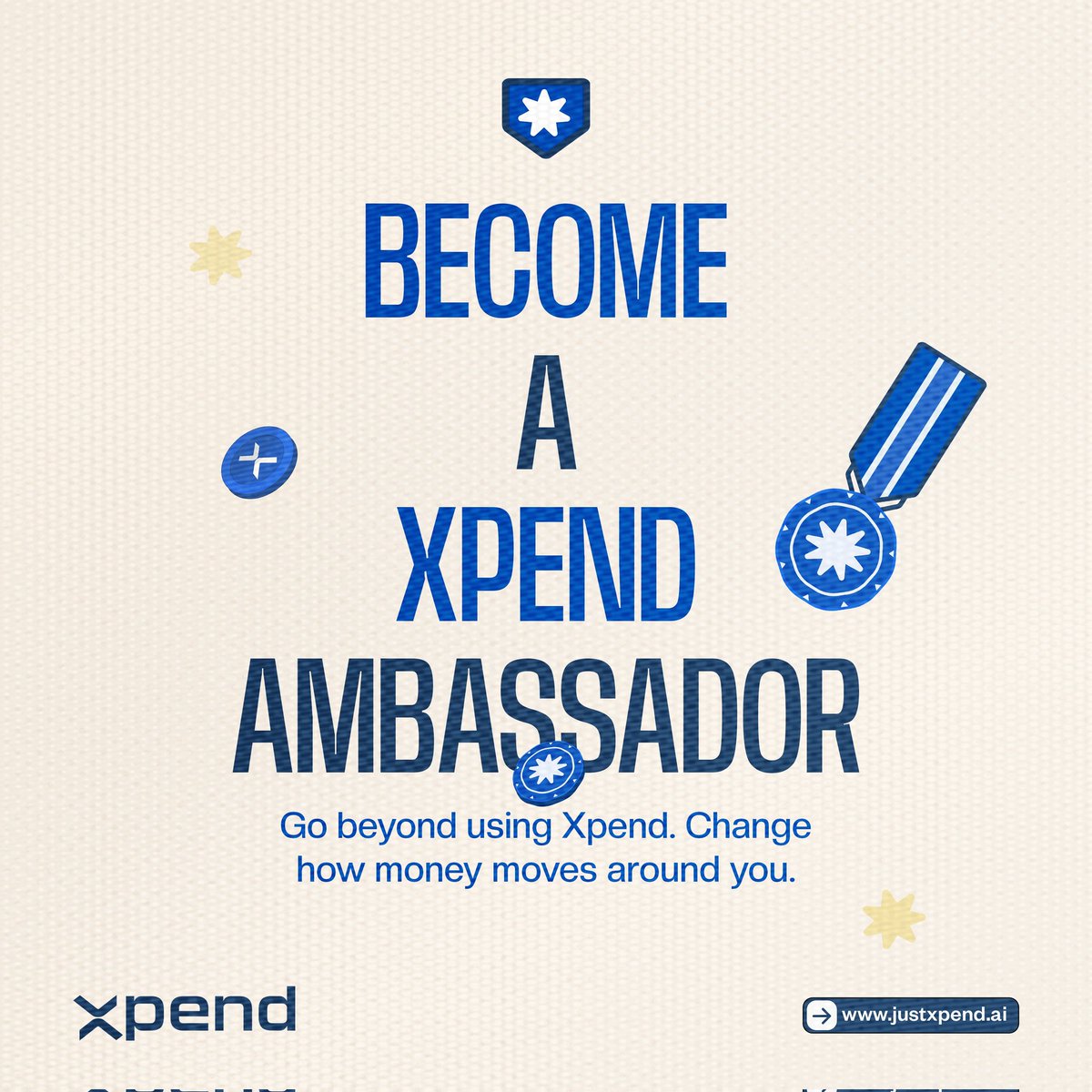 Ambassadors Program Alert 🥳

We are rewarding Xpenders who wants to go beyond using Xpend.

To becoming the Face, educating and onboarding others.

If you're good at education, spaces, contents, events, and outreach that convert.

This is for you. 

Check below for full details.