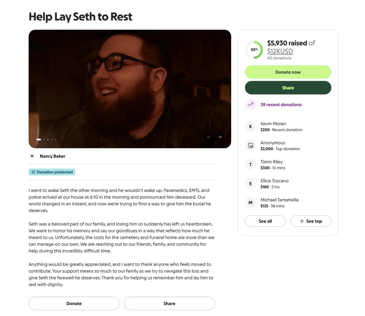 One of my oldest friends has just passed away. Seth was a great friend I made when I was bedbound and played many games with me. 
His family is struggling with funeral costs, I don't usually ask for donations but if any of you would like to contribute to his final goodbye, I will