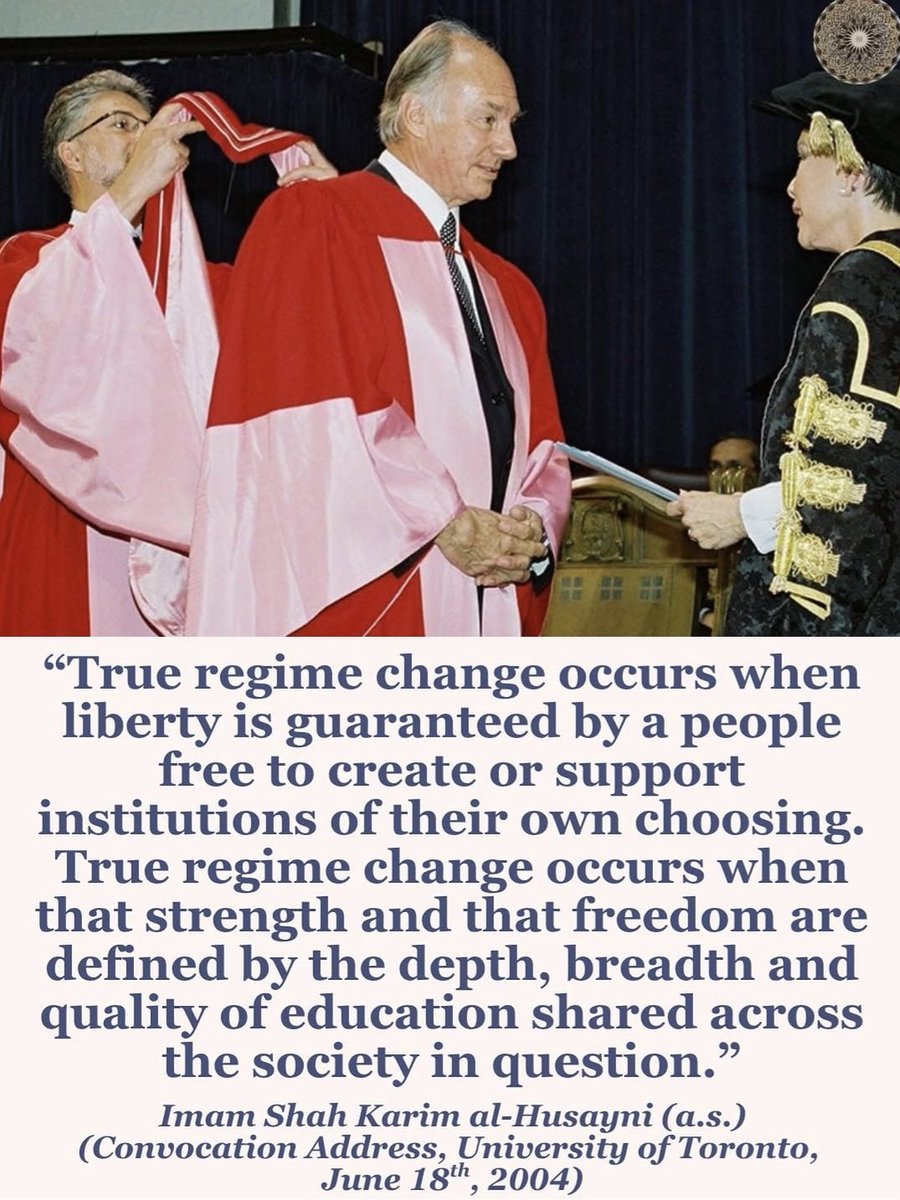 sadiem035's tweet photo. Democracies fail without a strong civil society. The solution is "true regime change" through education, not politics. We must swap aid for "knowledge partnerships" to build global stability via pluralism, meritocracy, &amp; independence.
#AgaKhan #Speech

https://t.co/MB5vagDatV https://t.co/Z0uiqJzbMQ