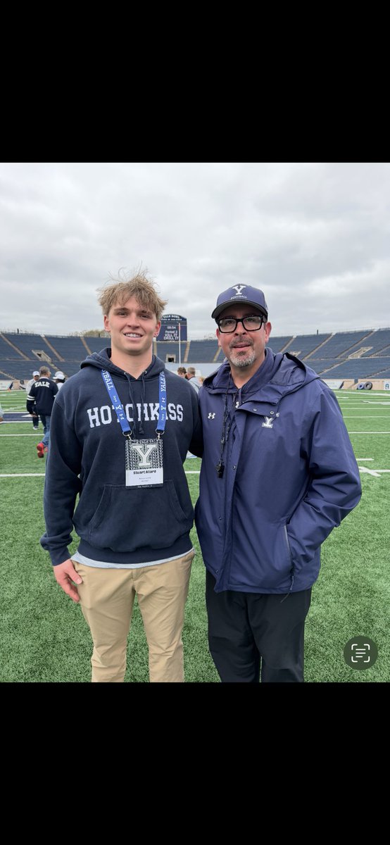 StuartAllard27's tweet photo. Had a great time at Yale Junior day yesterday. Thank you @StevenVashel for the invitation.
@yalefootball 
@coach_smcgowan 
@Coach_D_Quinn 
@HotchkissFtbl https://t.co/45KoGbd7s3