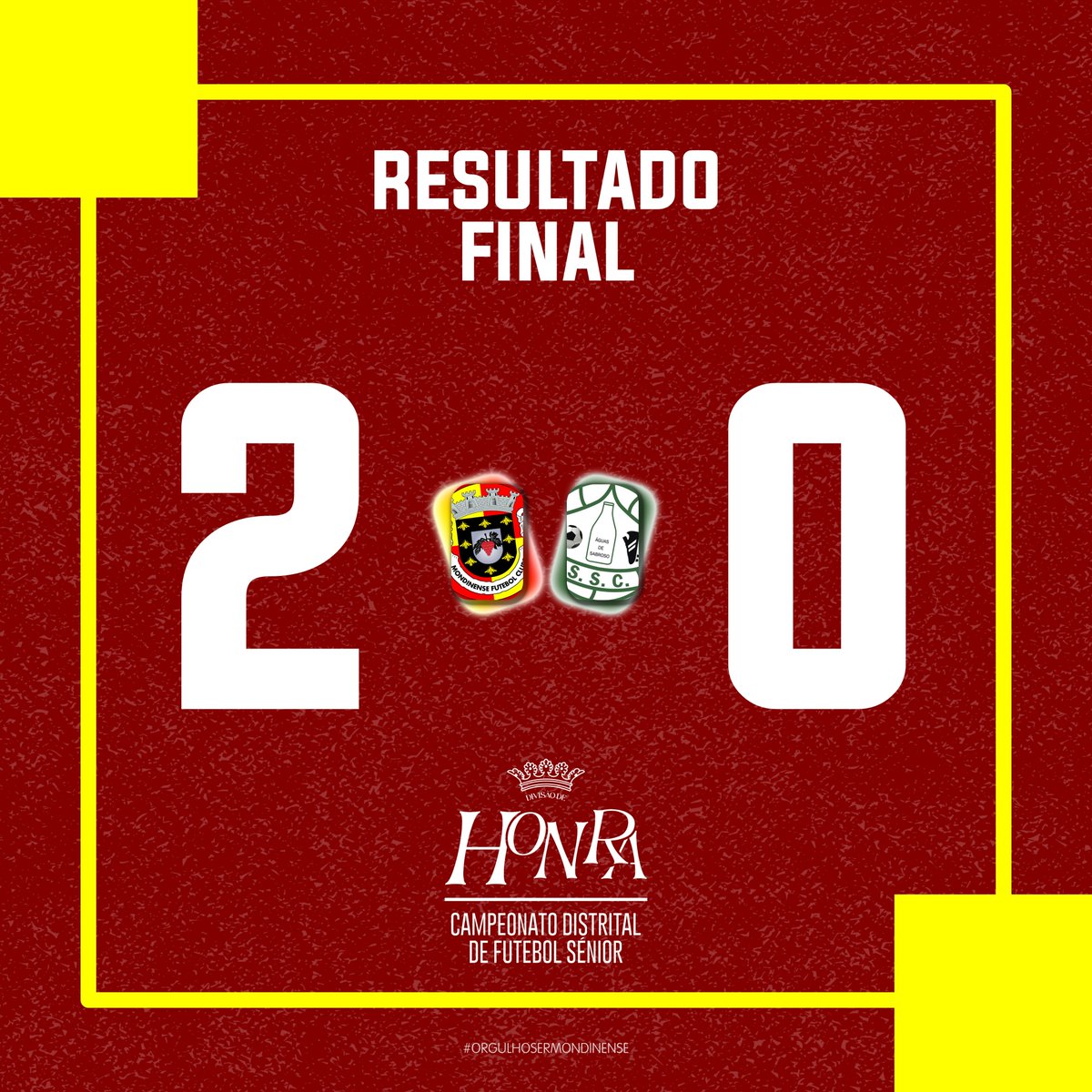 🏁 RESULTADO FINAL 💛❤️⚽️💪
.
🏆 A.F. VILA REAL | DIVISÃO DE HONRA
.
⚽ Mondinense 🆚 Sabroso
.
.
#desde1924
#orgulhosermondinense