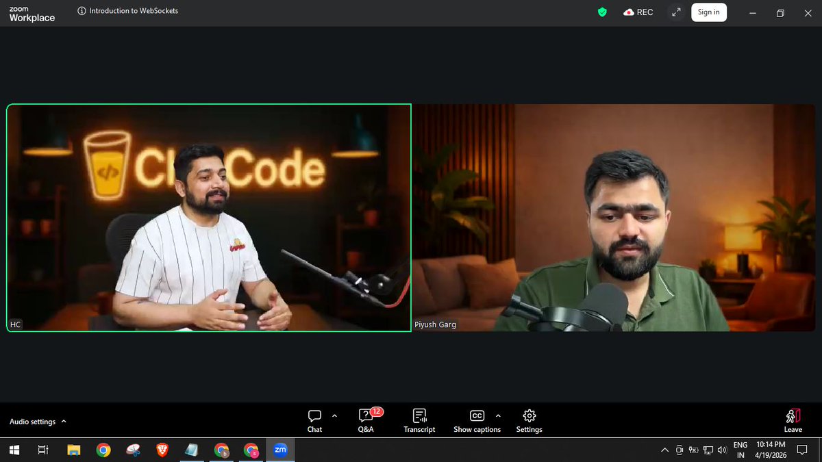 Sspadwal1002's tweet photo. Amazing session of @Hiteshdotcom  and @piyushgarg_dev sir.

Topic -
1. Websocket
2. https://t.co/cnqCuHaBC4
3. Architecture of Chat app.

Thanks @ChaiCodeHQ ,@nirudhuuu ,@devwithjay ,@yntpdotme https://t.co/pfPDX90LaT