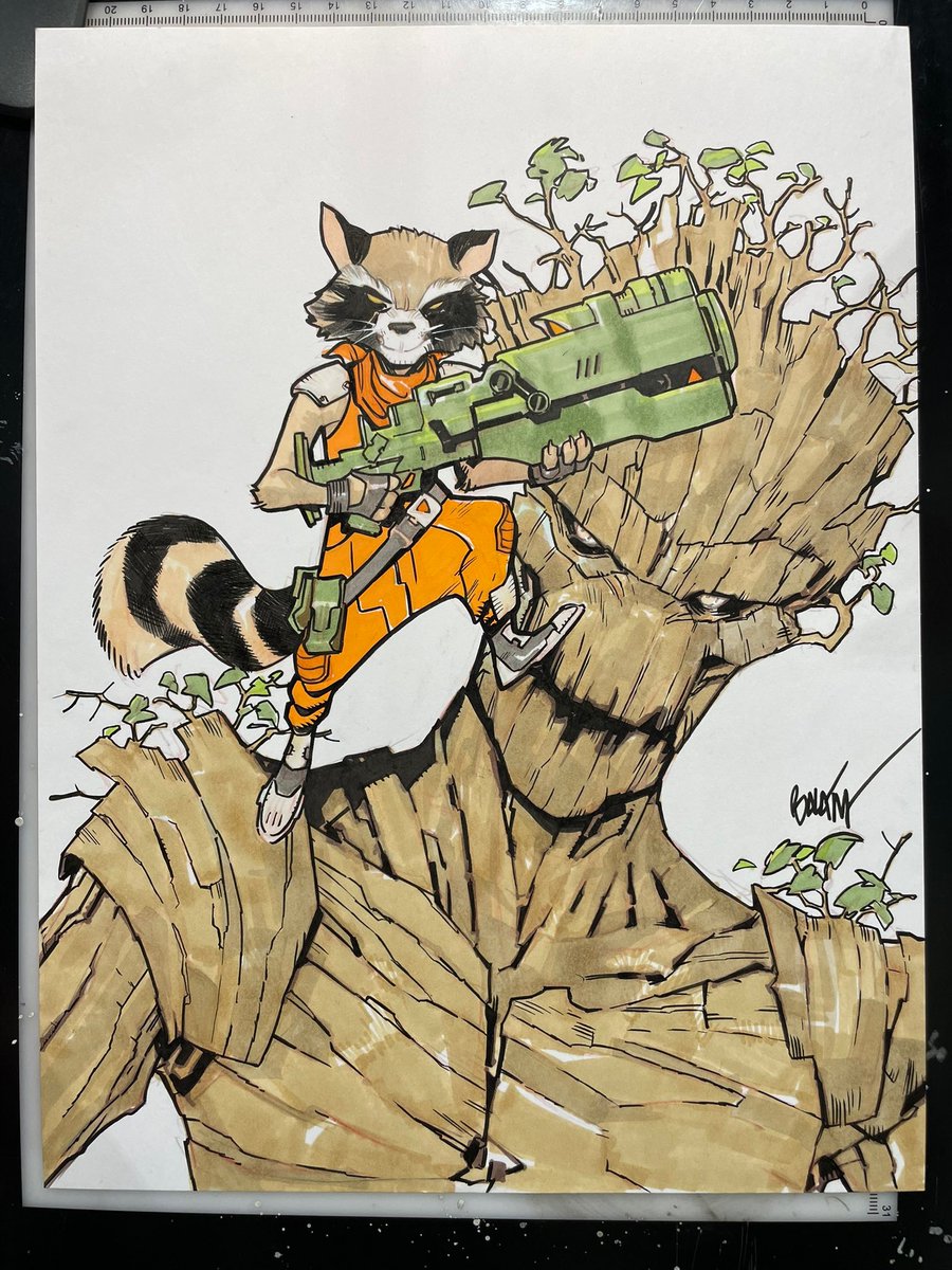 patthewatcher's tweet photo. Rocket Raccoon &amp; Groot

Artwork by: @EnidBalam https://t.co/BQpp4LEqx3