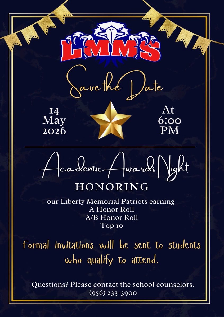 LMMSPatriots's tweet photo. Our LMMS Academic Awards Night is coming up! 🎉 Be sure to check out the flyer for all the details! https://t.co/N3CL06EDKK