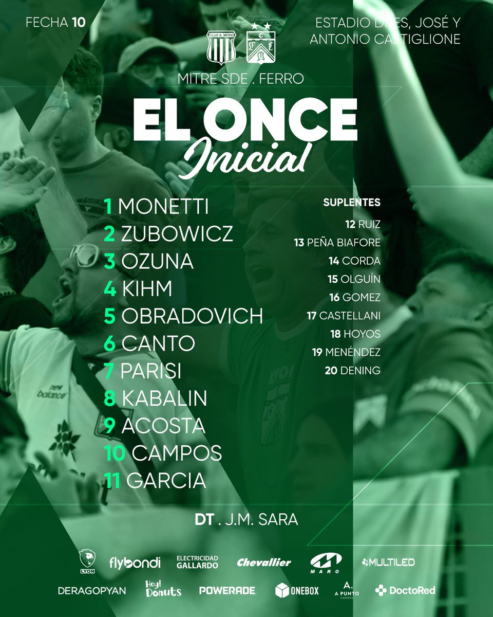 FerroOficial's tweet photo. 📋 ¡LOS 11 DE OESTE! 👊🏻

¡Así formará Ferro para enfrentar a Mitre! https://t.co/fVh9I3TaX5