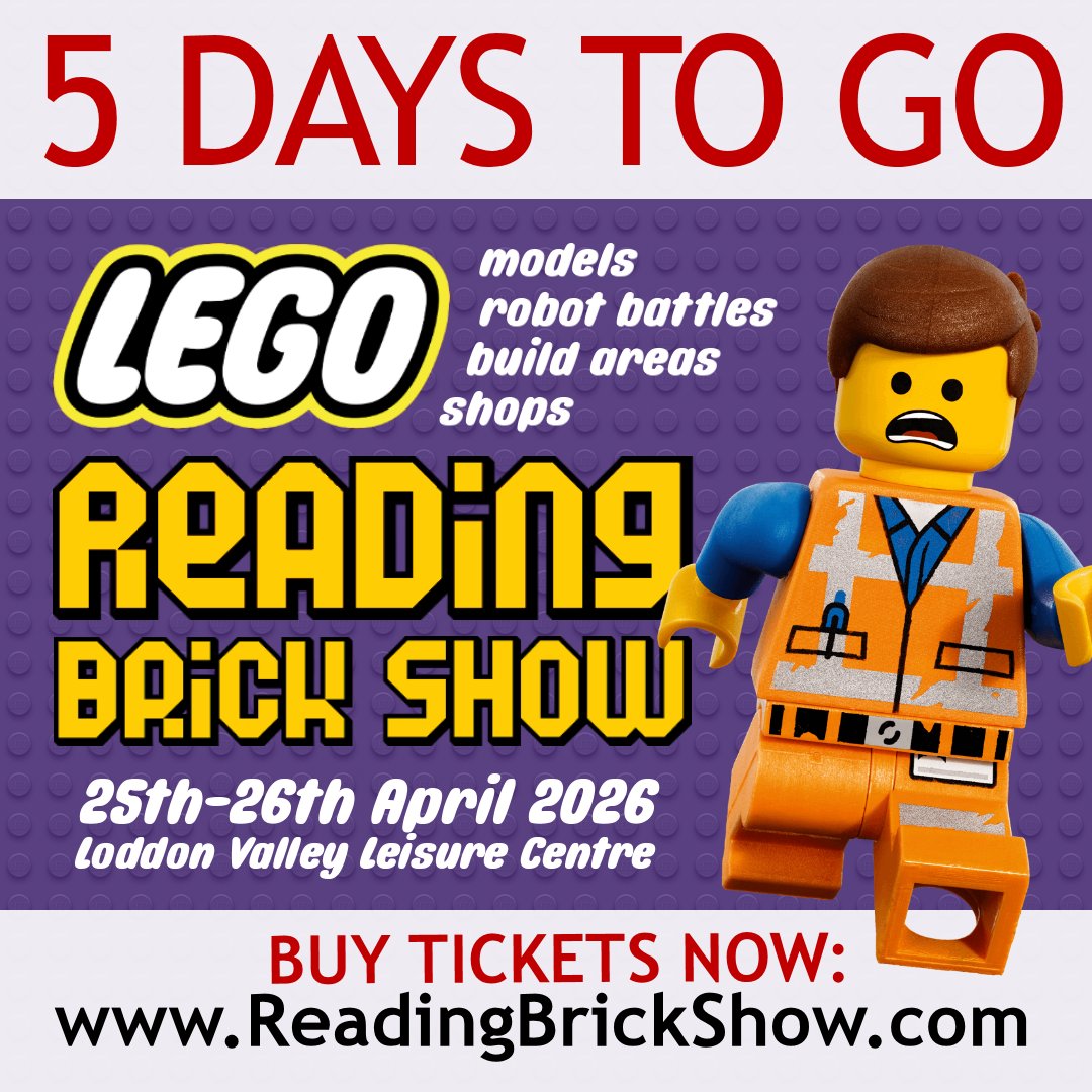 ReadiBrick's tweet photo. Only 5 days to go until the Reading Brick Show 2026.  Have you got your tickets? Buy a ticket at https://t.co/aQCgdPZTFC.  #LegoShow #ReadingBrickShow #rdguk #WhatsOnReading #Lego https://t.co/jDMvio4PMB