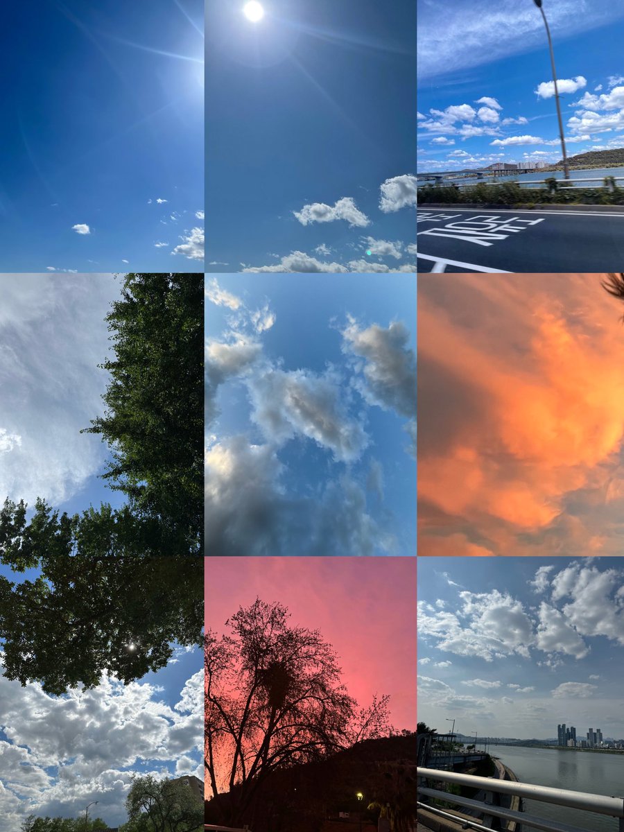 รี ประโยคจากม้าคพึที่บอกว่า “ฉันจะรู้ได้ยังไงว่า วันไหนที่ท้องฟ้าในยามเย็นที่โซลนั้นสวยงามเป็นพิเศษ?” นั่นสิ….แล้วตอนนี้จะรู้ได้ยังไงว่าท้องฟ้าในแต่ละที่ๆม้าคไปนั้นสวยแค่ไหน เพราะม้าคชอบส่งรูปท้องฟ้ามาให้ในบบตลอดㅠㅠㅠ แต่ยังไงก็ตามขอให้ท้องฟ้าทุกที่ๆม้าคไป นั้นสวยงามเสมอนะ 🫶🏻🐯