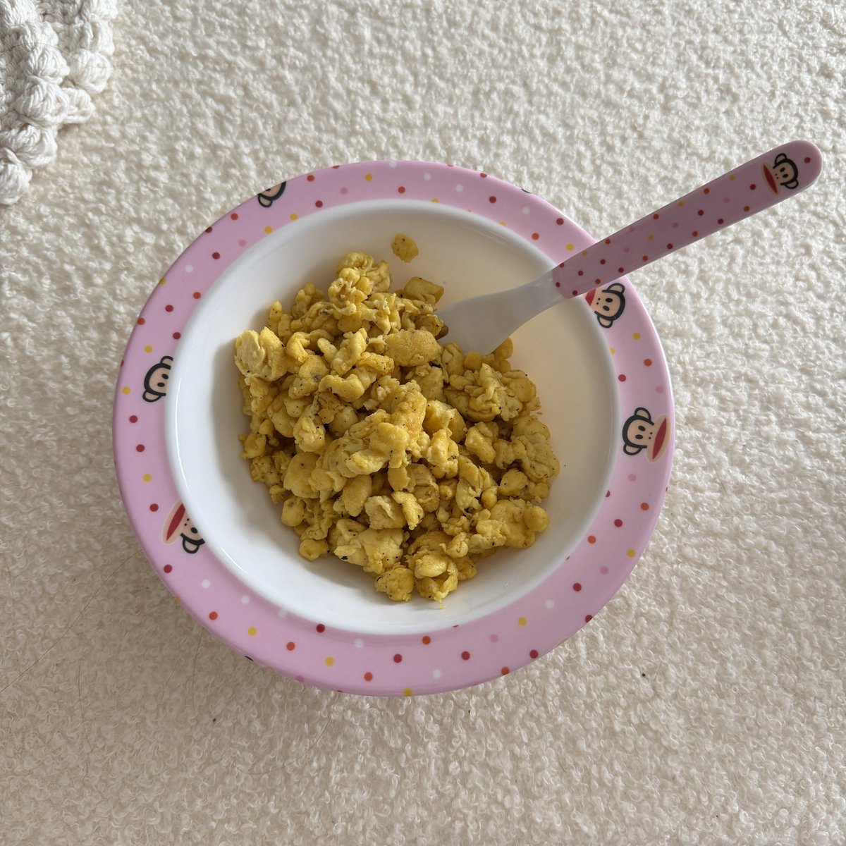 clairobeatty's tweet image. vegan scramble egg in a paul frank bowl #winning