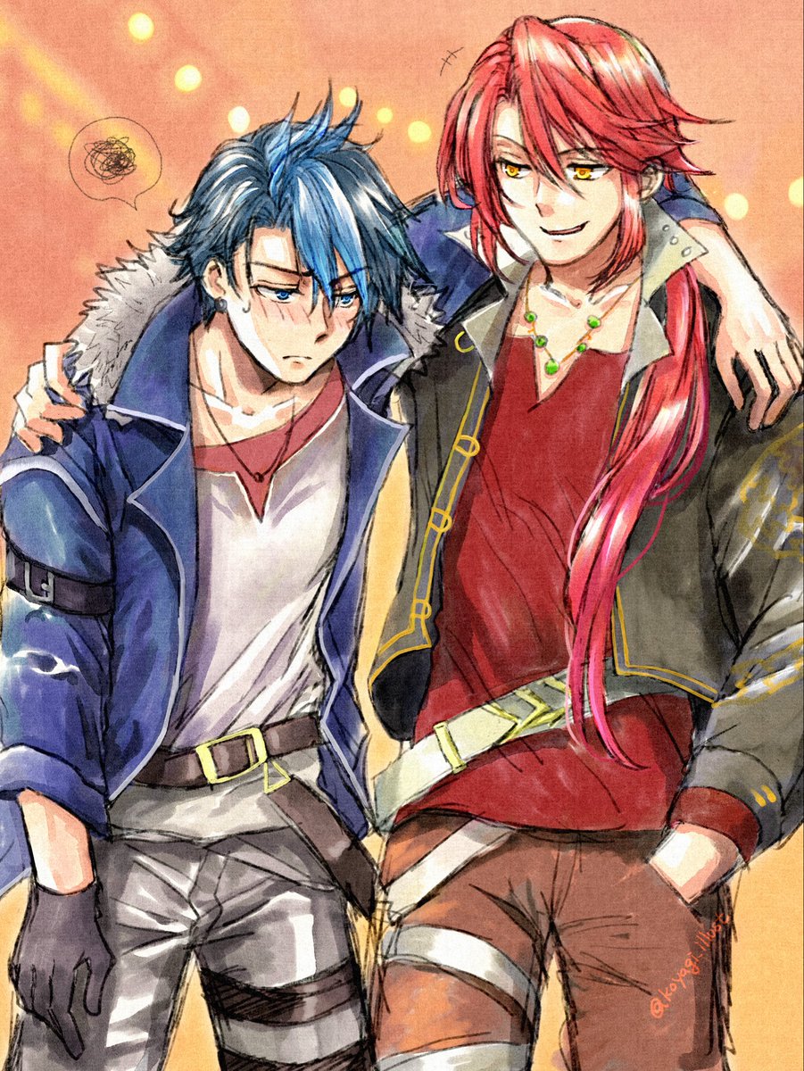 koyagi_illust's tweet photo. 「おいオッサン大丈夫…じゃねえな。
真っ直ぐ歩けるか？......いや、無理だな」

@Ciel_1124
しえをさん、台詞お借りしました！
アーロン視点のヨッパな所長がかわいくて描かせていただいちゃいました〜😆
ありがとうございます！！ https://t.co/pZBa0wfTw2