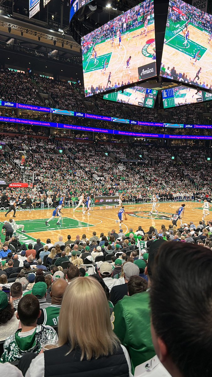 Colin2396's tweet photo. Can’t believe I get to be here for Game 1! Such sick seats too! Go C’s! ☘️☘️☘️ https://t.co/YaflsHoTiI