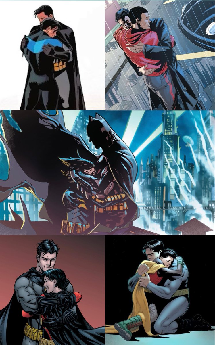 collage of bruce hugging his kids cause he loves them sm