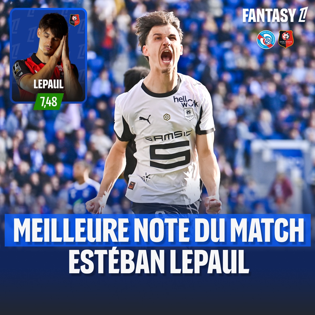 FantasyLigue1's tweet photo. Une après-midi marquée par les buts ! 13 au total lors de ce dimanche.
Estéban Lepaul score encore avec une note de 7,48 face au RCSA 🤩
Otavio, Brendan Chardonnet et Maghnes Akliouche terminent meilleurs joueurs des chocs de cet après-midi.
#ASMAJA #FCMPFC #FCNSB29 #RCSASRFC