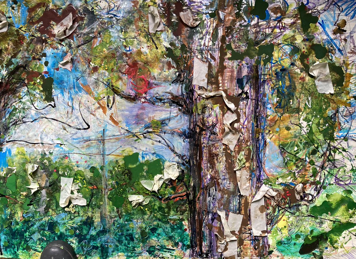 Gallisart's tweet image. #detail from #painting of #trees #acrylic and #oilpaint