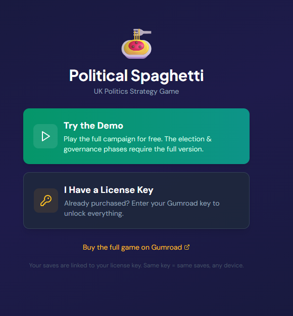 BeakerIsGod's tweet image. Now with a demo version

Please have a go and see if you can get ahead in the polls with your initial campaign.

politicalspaghetti.com

#Labour #Conservative #Reform #Restore #LibDem #Greens #PoliticalGame