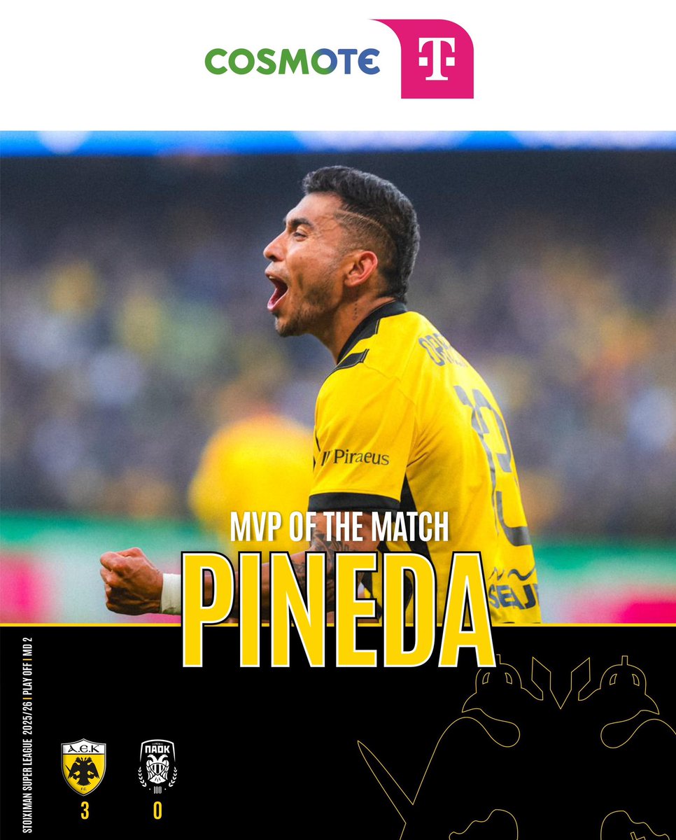 MVP of the match 𝗢𝗿𝗯𝗲𝗹𝗶𝗻 𝗣𝗶𝗻𝗲𝗱𝗮 🏆

#AEKFC #slgr #aekfcvibercommunity #CosmoteTelekomMVP