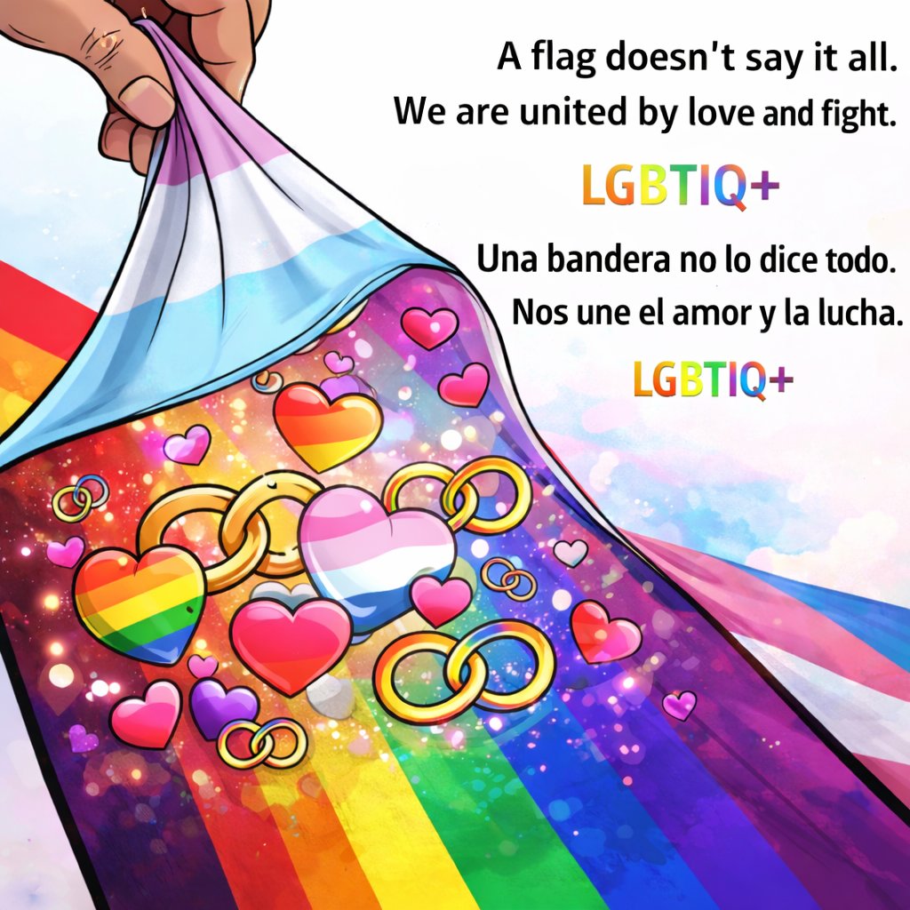 eromeun's tweet image. No nos dividen. Nos une el amor y la lucha. LGBTIQ+ 🏳️‍🌈🏳️‍⚧️
We stand together. LGBTIQ+
#Solidarity #Equality