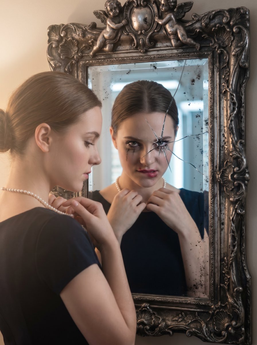 Julcrypt's tweet photo. THE DUALITY
She’s the prayer you whisper. Her reflection is the sin you hide.

THE ANOMALY
The glass didn't break by accident. It couldn't contain both of them anymore.

THE TRUTH
You think you’re looking at her. She knows she’s looking at you. https://t.co/k7L2x8NXjq