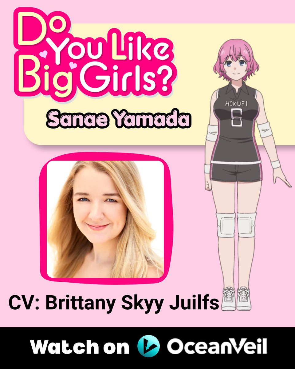 We’re excited to welcome our English dub cast of Do You Like Big Girls? Dub available alongside the sub on <a href="/OceanVeil_EN/">OceanVeil ~Niche Anime Streaming</a> every Sunday! 

Please welcome 
<a href="/AdamCurleyVA/">Adam Curley</a> as Sota Tachibana
Leah Booth as Ayano Hasegawa
<a href="/shishishiena/">shiena / angel 🌭💫</a> as Kaoru Tachibana and
<a href="/skyybunnie07/">Brittany Skyy</a> as Sanae Yamada