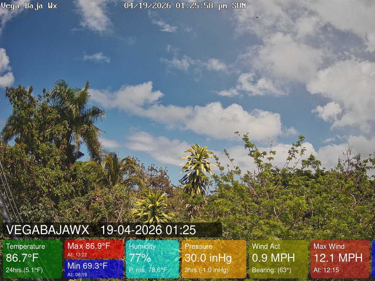 VegaBajaWx's tweet image. April 19, 2026 at 01:30PM Vega Baja #PuertoRico #weather #prwx #Wx