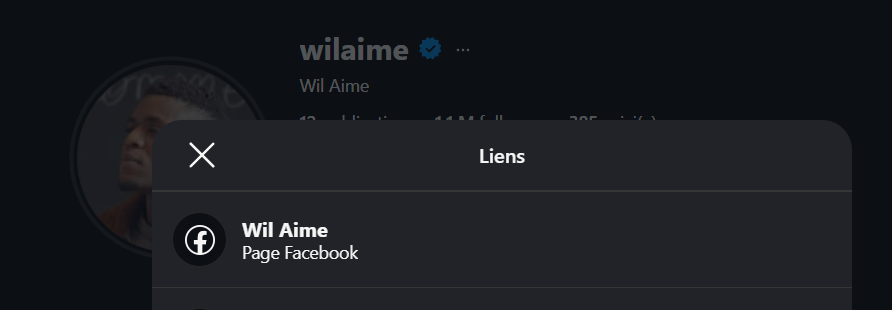 Poy00000000's tweet image. Wil Aime date tellement qu'il a encore son lien facebook dans sa bio insta #drole