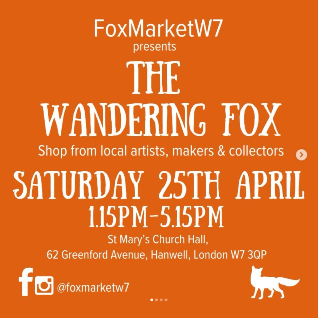 AxelinaPro's tweet image. Did you know there is a market happening next Saturday, 25th April in Hanwell, London? Organised by the wonderful @FoxMarketW7  . Expect to find many crafters, makers, collectors etc. #hanwell #ealing #ealingbroadway #saturdaymarket #londonmarket #w7 #london #25april