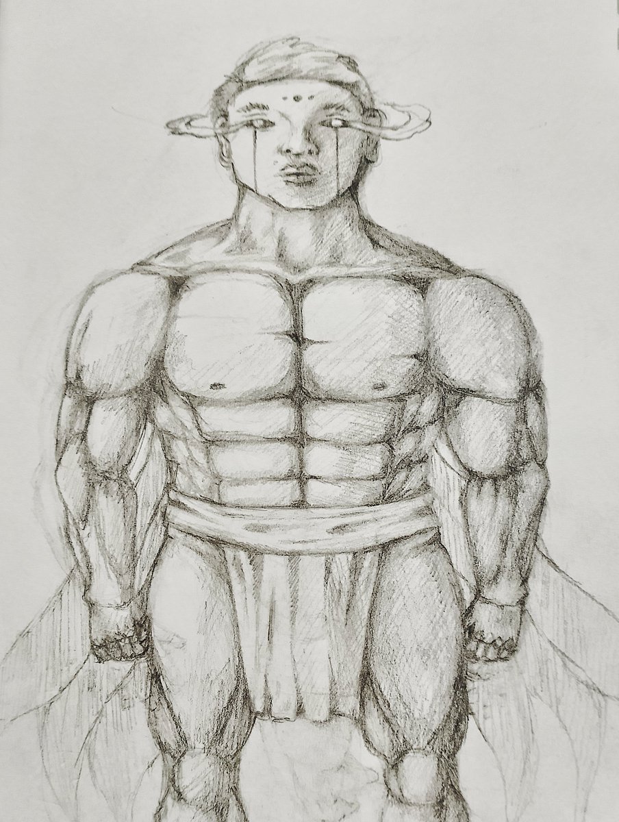 tableinebi_'s tweet image. Some quick pencil drawing that I did while I was waiting for someone, which is yet again-- another practice/study of human muscles (without guidelines aka I drew this from head to toe).

I am getting better, but there are still rooms for improvement.
#art #oc #traditionalarts