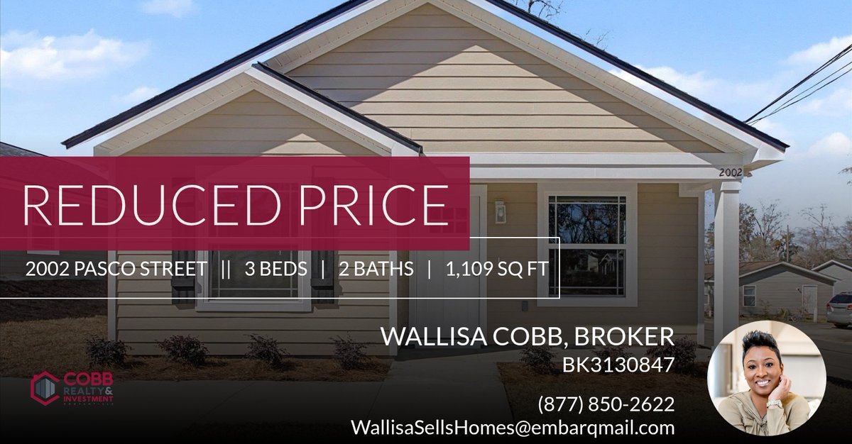 CobbRealtyFL's tweet photo. 📍 Reduced Price 📍 This recently reduced home at 2002 Pasco Street in Tallahassee won't last long, so, don't wait to set up a showing! Reach out here or at (877) 850-2622 for more information! https://t.co/qjK4q5En3o https://t.co/L5GkDXivjQ