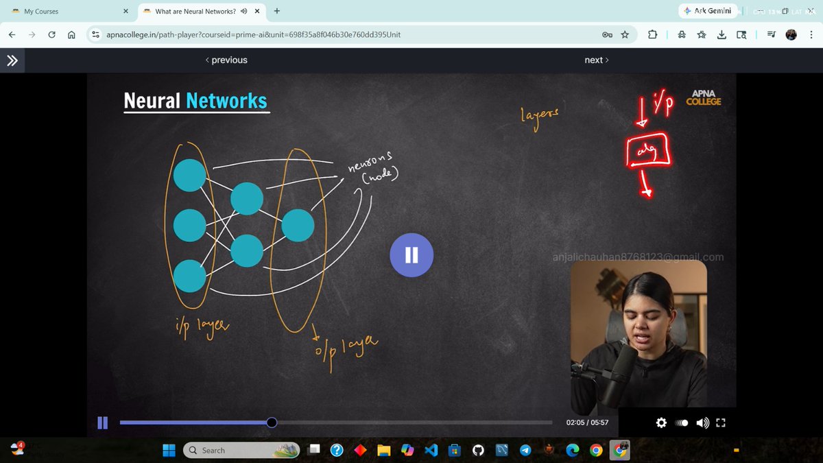 Rapunzel164's tweet image. #Day55
Started Deep Learning Part 1 today 🚀

Learned ML vs DL,
Neural Networks, 
Perceptron, 
activation functions (Sigmoid, Tanh, ReLU), forward &amp;amp; backward propagation, and 
Coded my first neuron 💻

Excited for what’s next!
@ApnacollegeX @ShradhaKhapra_
#DeepLearning #AI