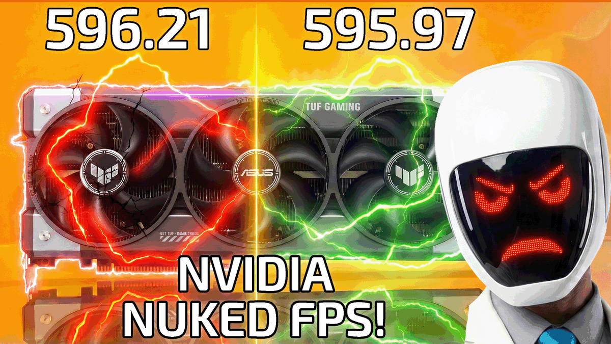 Krounder244908's tweet image. Tested NVIDIA's new driver. It's slower.

Nvidia NUKED Your FPS! Nvidia Driver Update 596.21 vs 595.97 | RTX 5070 ... youtu.be/irLKjommVtU?si… via @YouTube 

@NVIDIA @GeForce @CapcomUSA @AMDRadeon #GeForce #PCGaming #TechNews #DriverUpdate
