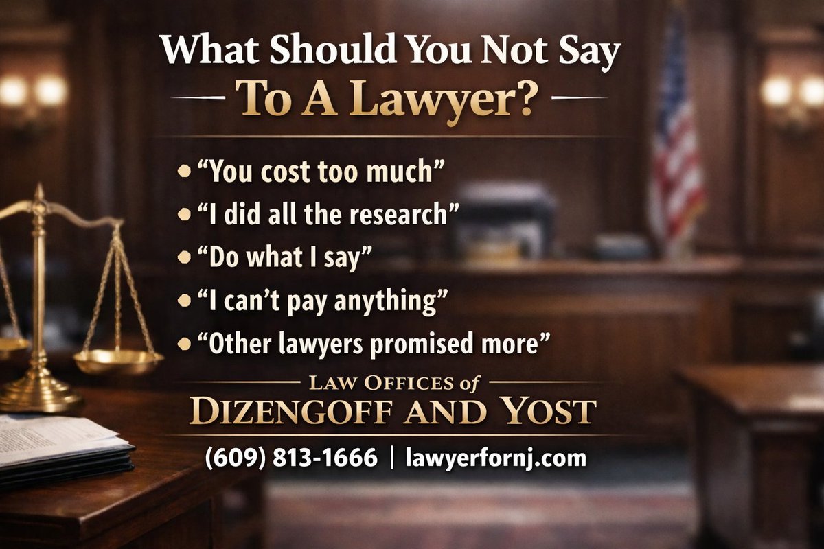 lawyerfornj's tweet image. What you say to a lawyer matters more than you think. ⚖️ Call the Law Offices of Dizengoff and Yost for a free consultation and get your questions answered.
#lawyer #lawfirm #information #legal 
rfr.bz/t9d9633